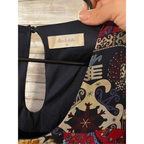 Altar’d State Tunic Shirt Dress Bell Sleeve Sheer Size Medium Multicolor - Picture 3 of 5